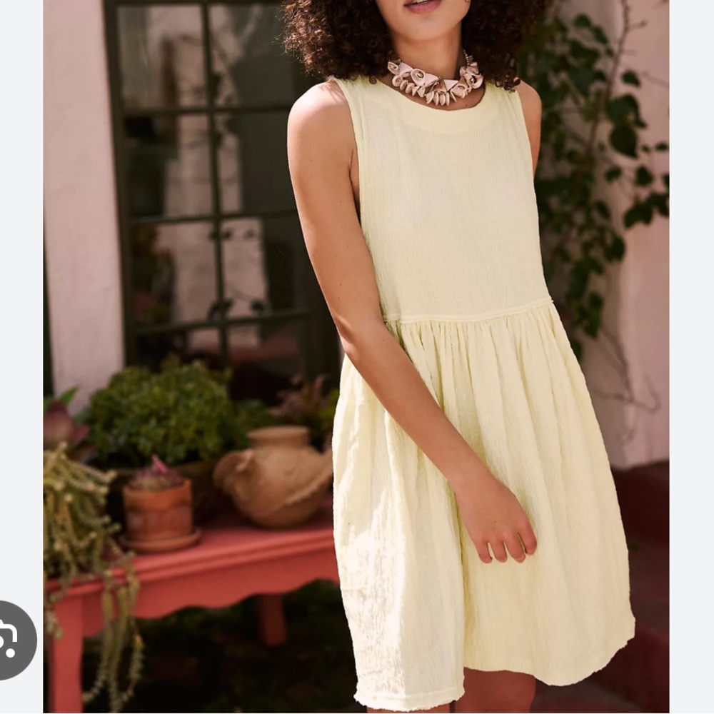 Free People Light Yellow Mini Dress